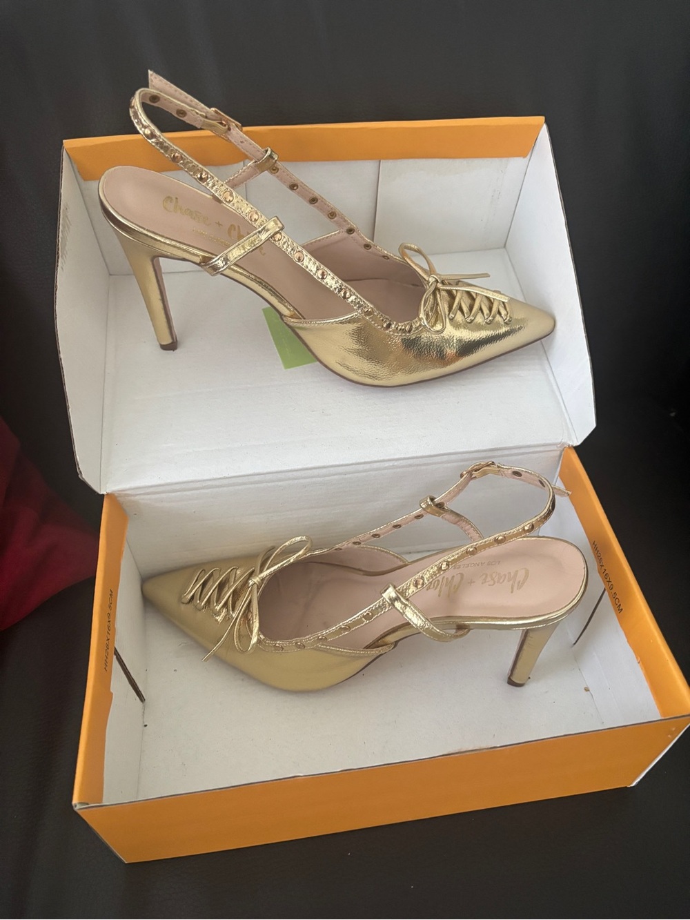 Alexandre Birman Gold Pointed Slingback Lace-Up Mules - Picture 2 of 6